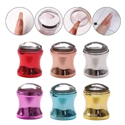 1Pc Clear Silicone Head Nail Stamp Stamping Manicure Tool With Scraper Print Patterns 6 Colors Transparent Nail Stamper