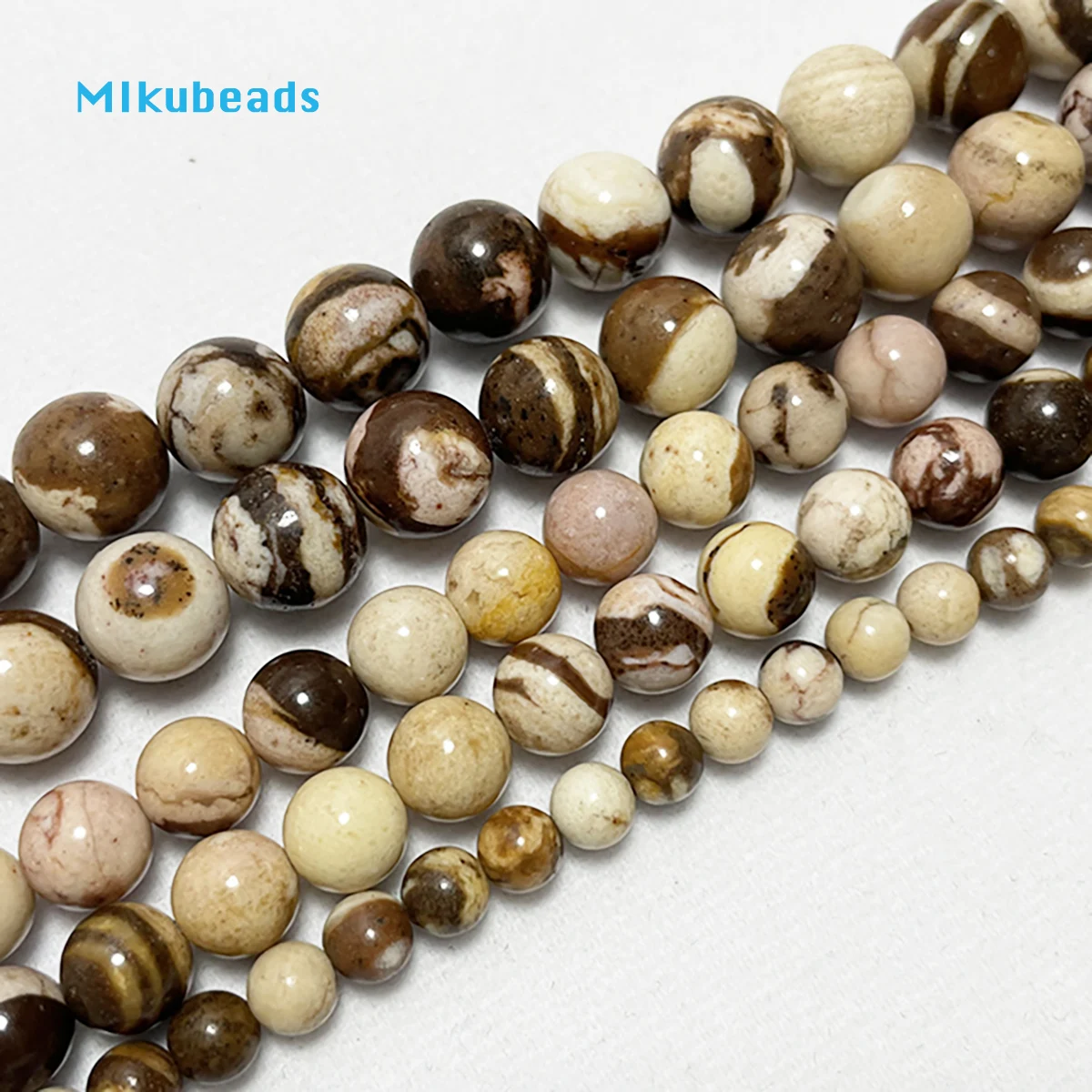 Natural Coffee Zebra Jasper Smooth Round Stone Loose Beads For Jewelry Making DIY Bracelets Necklace Strand 6mm 8mm 10mm