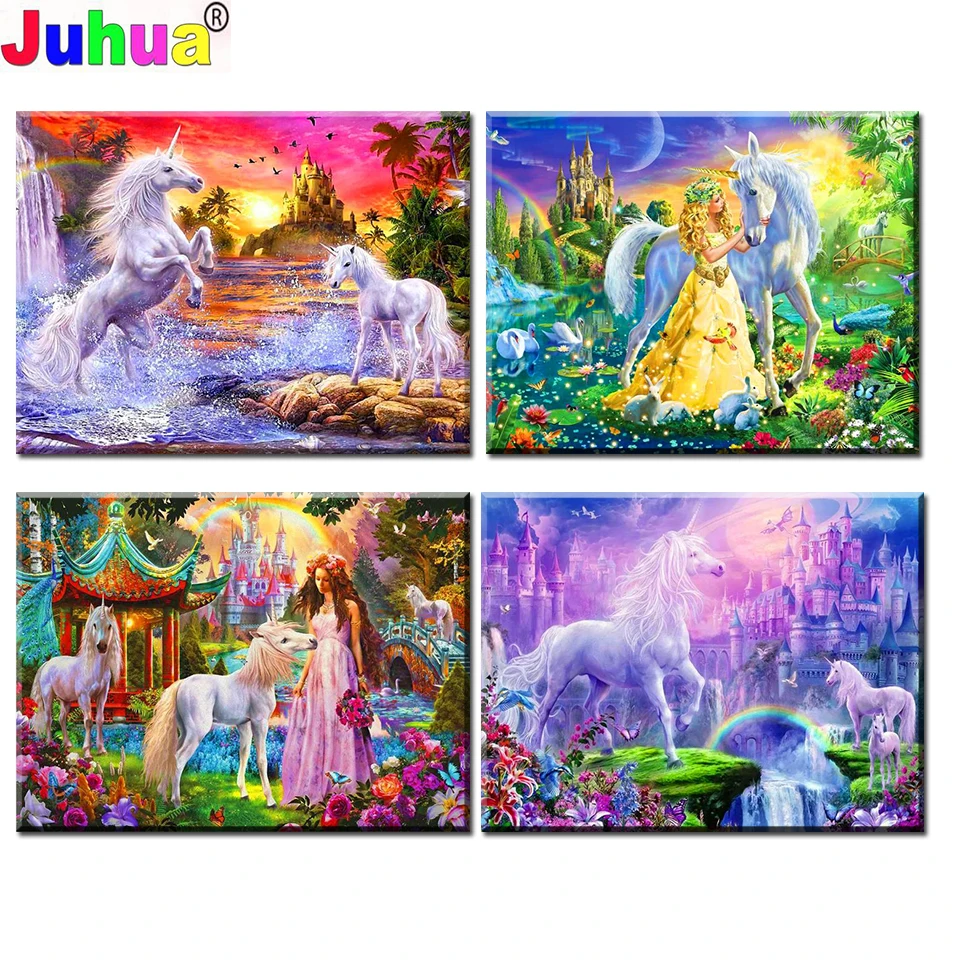 

DIY diamond embroidery Fantasy Unicorn diamond painting cross stitch 5d full square round drill rhinestone pictures Home decor