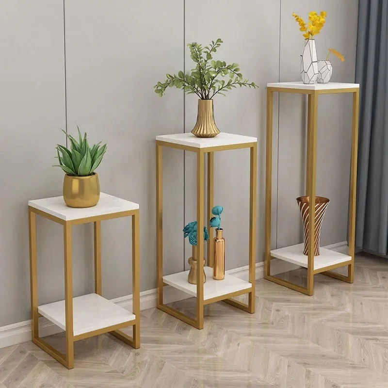 

Nordic Wrought Iron Flower Stand Golden Minimalist Living Room Interior Bonsai Decoration Stand Green Dill Floor Multilayer Rack