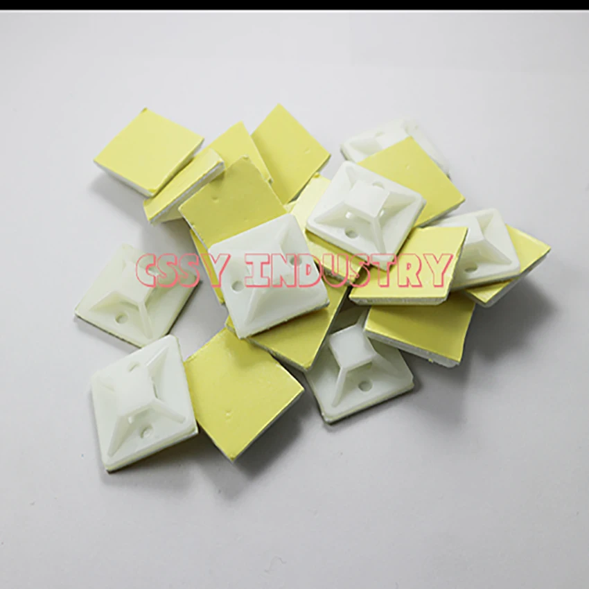 

freeshipping 20x20 25x25 30x30 40x40 mm Self Adhesive Cable Zip Tie Mounts Mounting Pliers Base yellow color