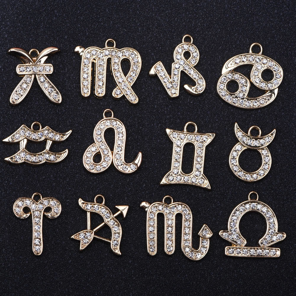 

1PCS Zodiac Signs Metal Chrams JIBZ Accessories Decoration Golden Silver Constellations Croc Shoe Buckle Charm for Kind Gift