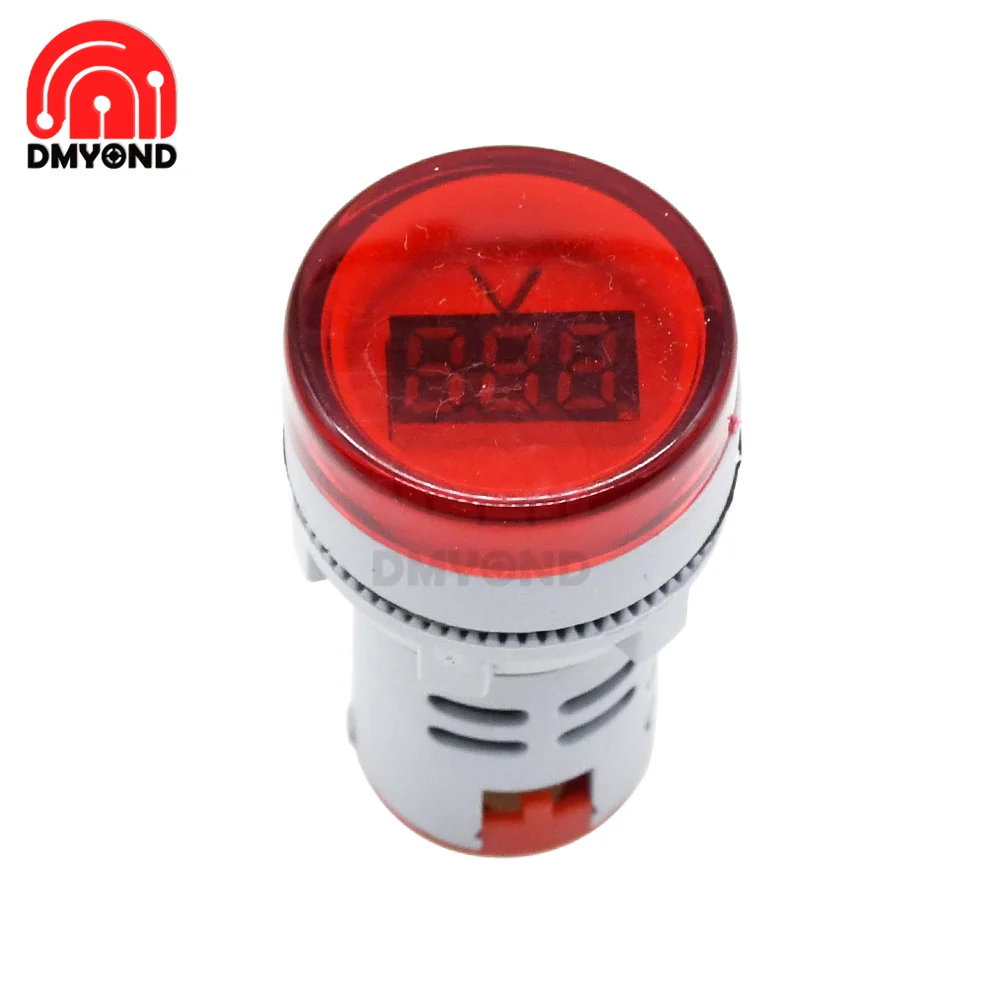 Diy Mini Digitale Voltmeter 22Mm Ronde Ac 60-500V Volt Spanningstester Meter Monitor Power Led Indicator Pilot Licht Display