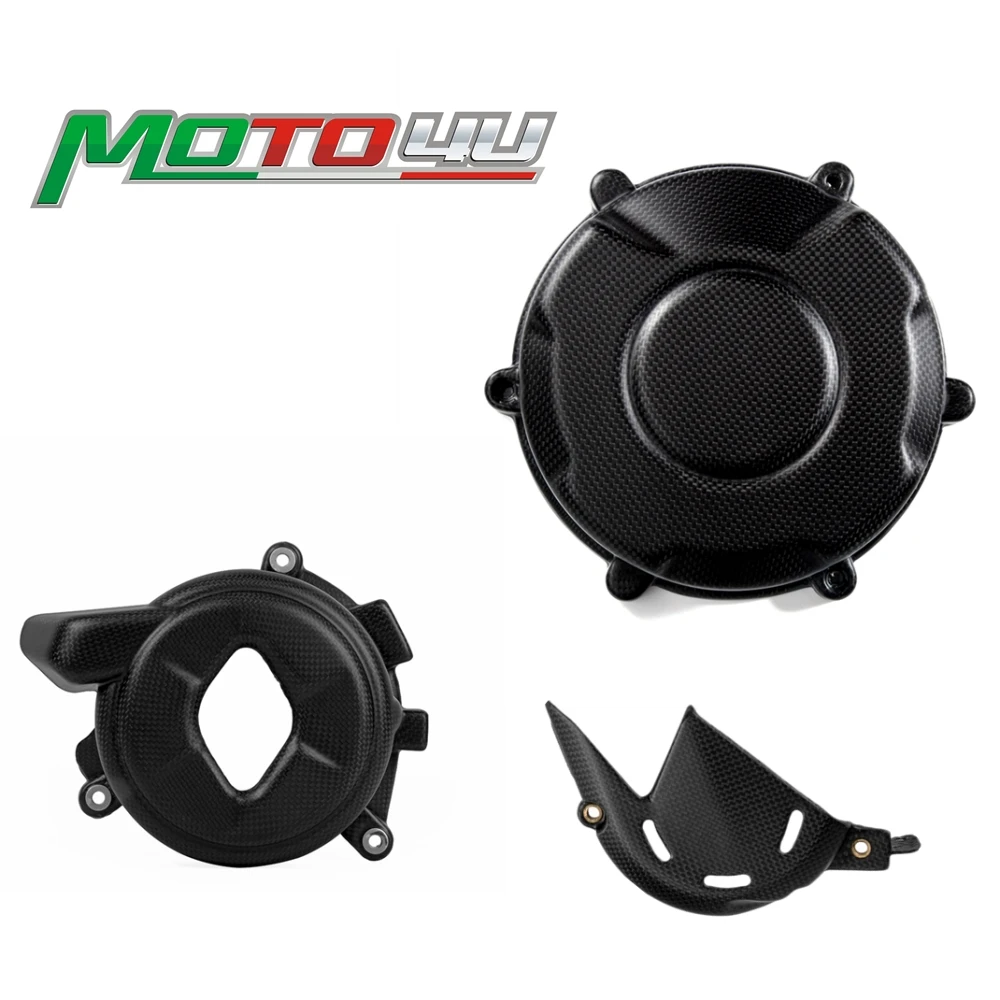 100% Carbon Fiber Motorcycle Enginer Cover Engine Chain Sprocket Cover Guard Matt Protection covers 3PCS For Ducati V4 V 4