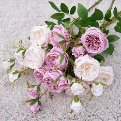 6Heads Austin rose branch silk flowers artificial Valentine's day wedding flowers home decor flores artificiales