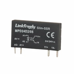 MPD24D2/05 4 Pin PCB Micro Voltage Relay Switch Module 5V DC In 24VDC/2A Output,Smart Auto DC DC SSR Solid State Relay Bank+Mini