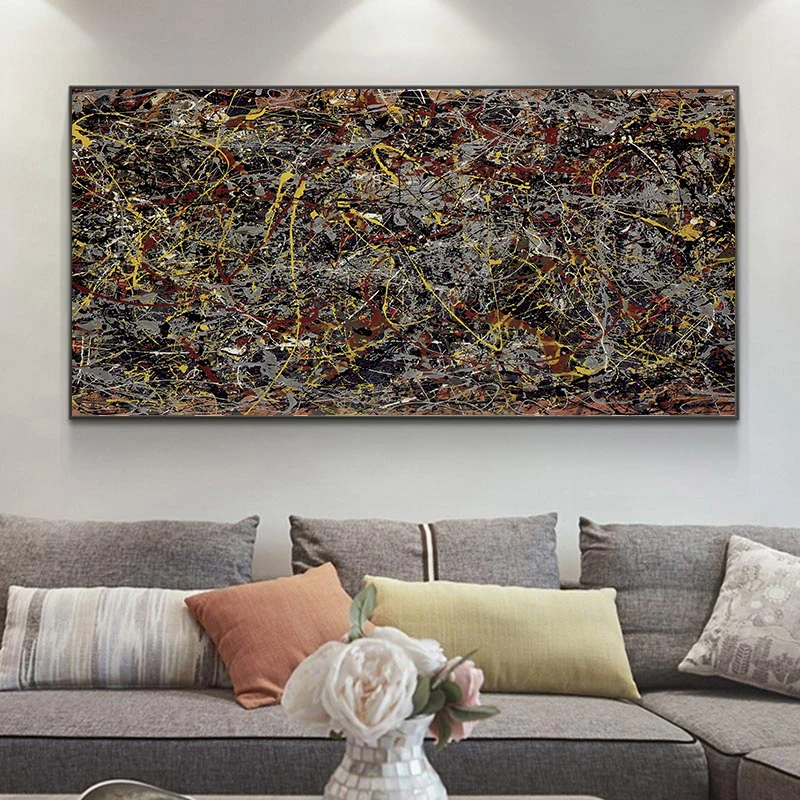 Jackson Pollock Famous Abstract Art Paintings Autumn Canvas Painting Posters and Prints Wall Pictures for Living Room Decoration