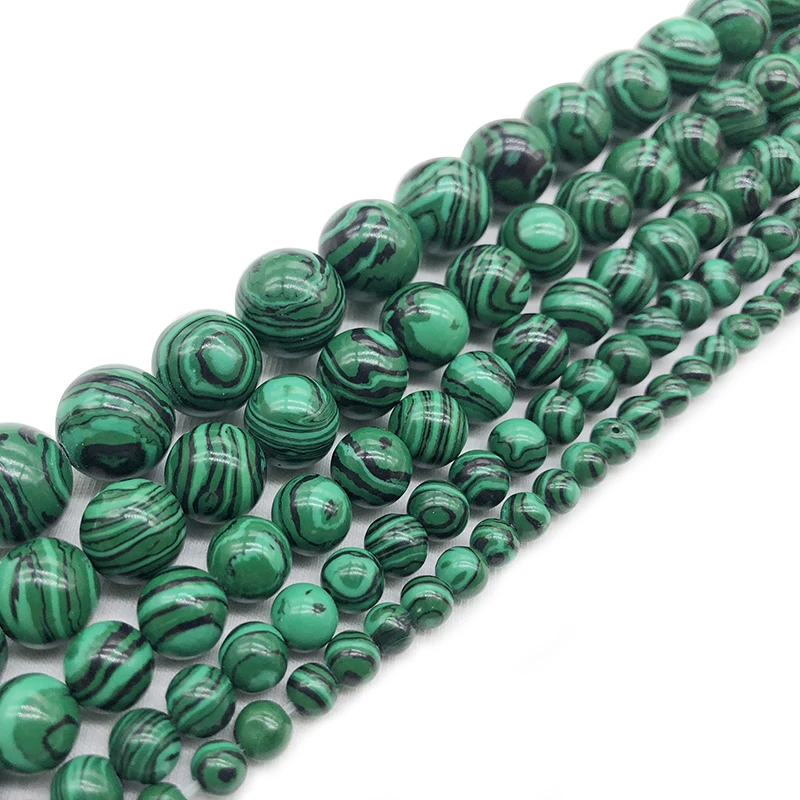 Natural Green Malachite Stone Round Loose Beads 4 6 8 10 12 14mm For Jewelry Making Bracelet Necklace Diy  Strand 15