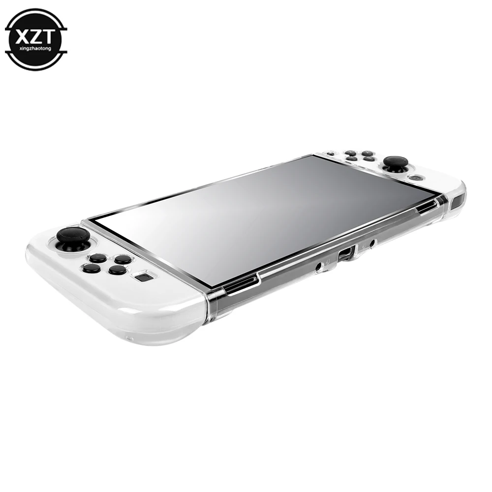 Clear Case for Nintendo Switch Oled Game Controller Cover Transparent TPU Soft + PC Hard Button Case Protective Crystal Shell