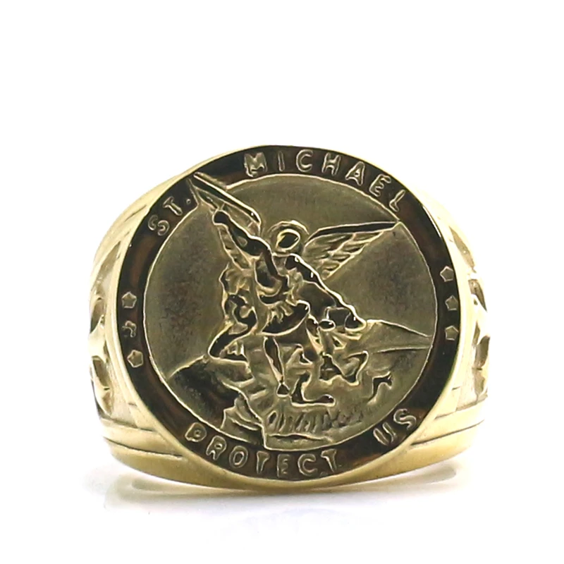 Size 6 To size 15 Mens Cross Saint Michael Protect US 316L Stainless Steel Newest Ring