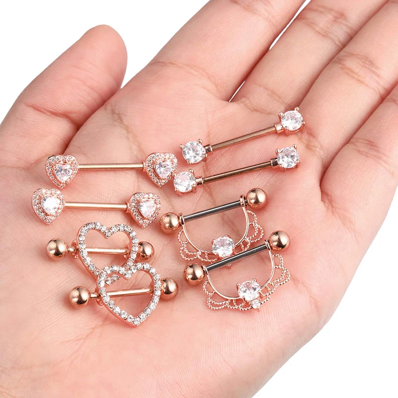14G Edelstahl Nippelpiercing Set Nippelringe Barbell Pack Rote Kirsche Kuchen Nippel Schmuck Bulk Kristall Nippelpiercings – Detail 28