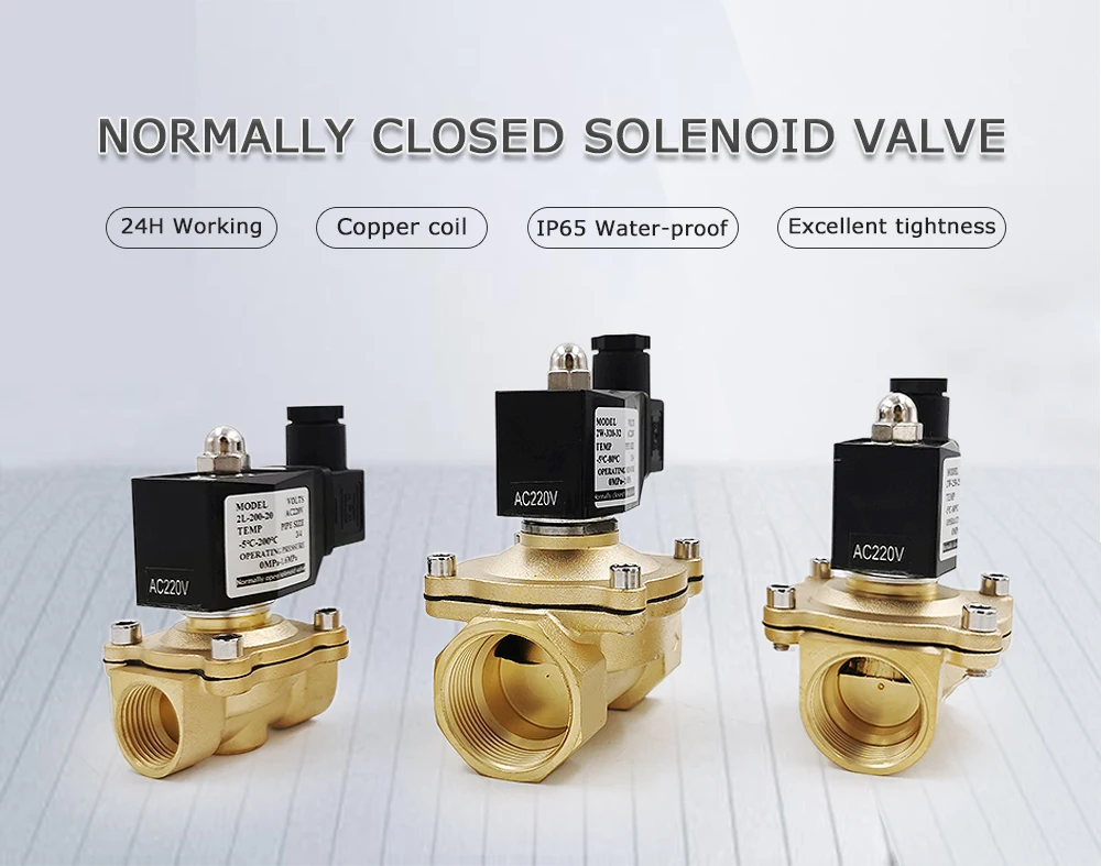 

1/4" 3/8" 1/2" 3/4" 1" 1-1/4" Normally Close Brass Electric Solenoid Valve DN15 DN20 12V/24V/220V/110V for Water Oil Air IP65