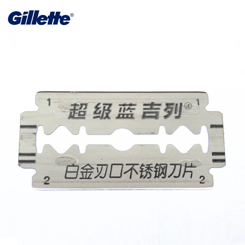 Gillette Super BlueมีดโกนใบมีดสำหรับMenสแตนเลสสตีลDouble Edgeเครื่องโกนหนวดเคราใบมีด5ชิ้น/แพ็ค