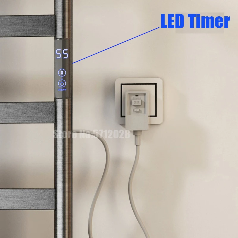 Imagem -04 - Aquecedor de Toalha Elétrico Escovado Dourado Desinfecção com Prateleira 304 Inoxidável com Controle Digital Led para Banheiro Moda