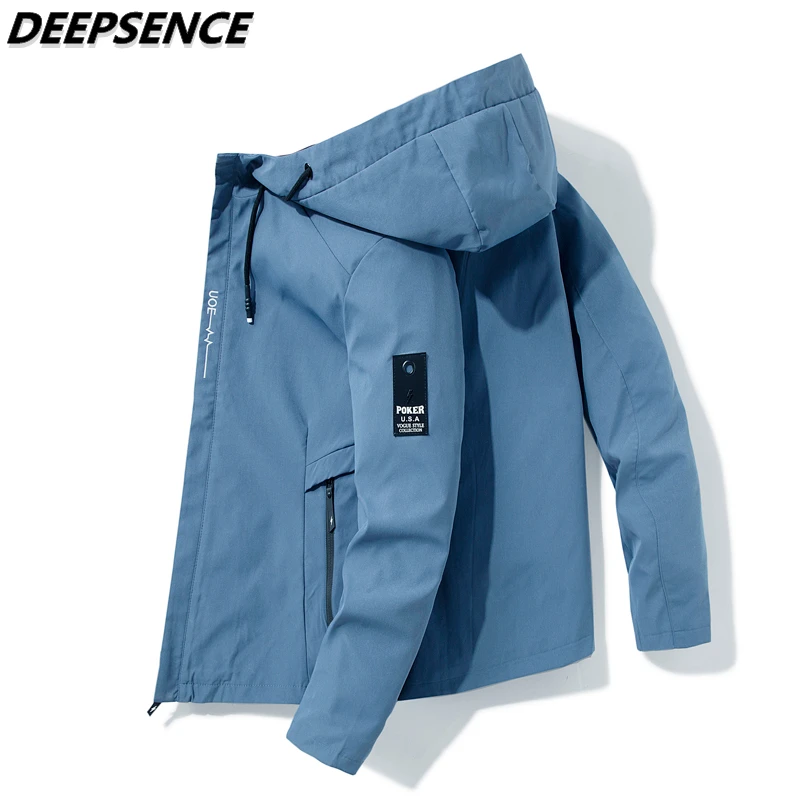 

New Spring Autumn Fashion Jacket Men Kroean Loose Fit With Hood Zipper Pockets Solid Color Streetwear Ins Super Fire Jacktes Men