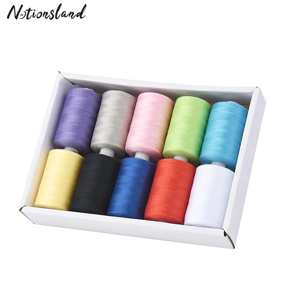 10 Spools Polyester Thread 1000 Yards Sewing Threads for Hand & Machine DIY Sewing Needlework Quilting Thread Kit Supplies