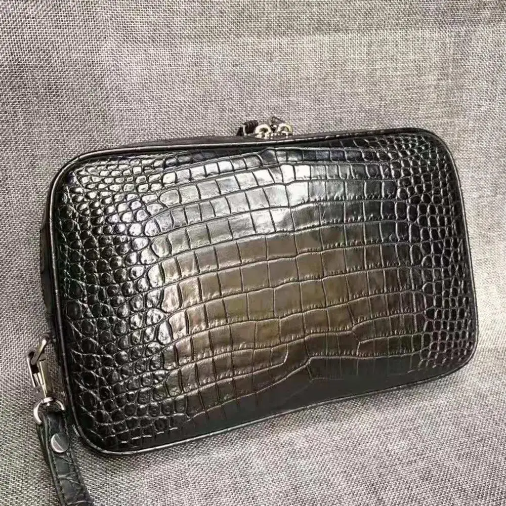 Newly genuine crocodile belly leather first grade level quality alligator skin long size men wallet money cash bank credit card holder case purse