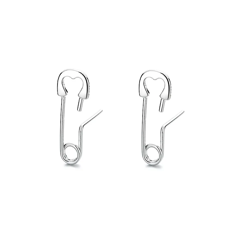 CIAXY Silver Color Irregular Pin Earrings for Men and Women Couples Personality Paper Clip Earring Gothic Jewelry Gifts