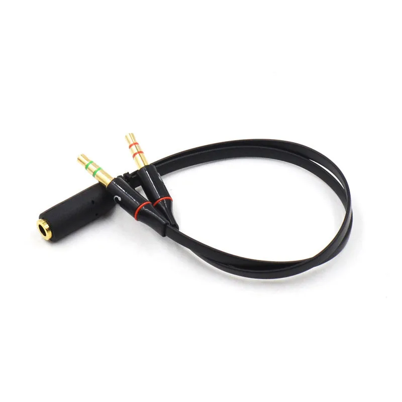 3.5mm TRRS Adapter 2 Male 1 Female mini 3.5mm Jack 4 pin Splitter Stereo Audio Microphone Flat Cable Socket to 2 3pin Connector