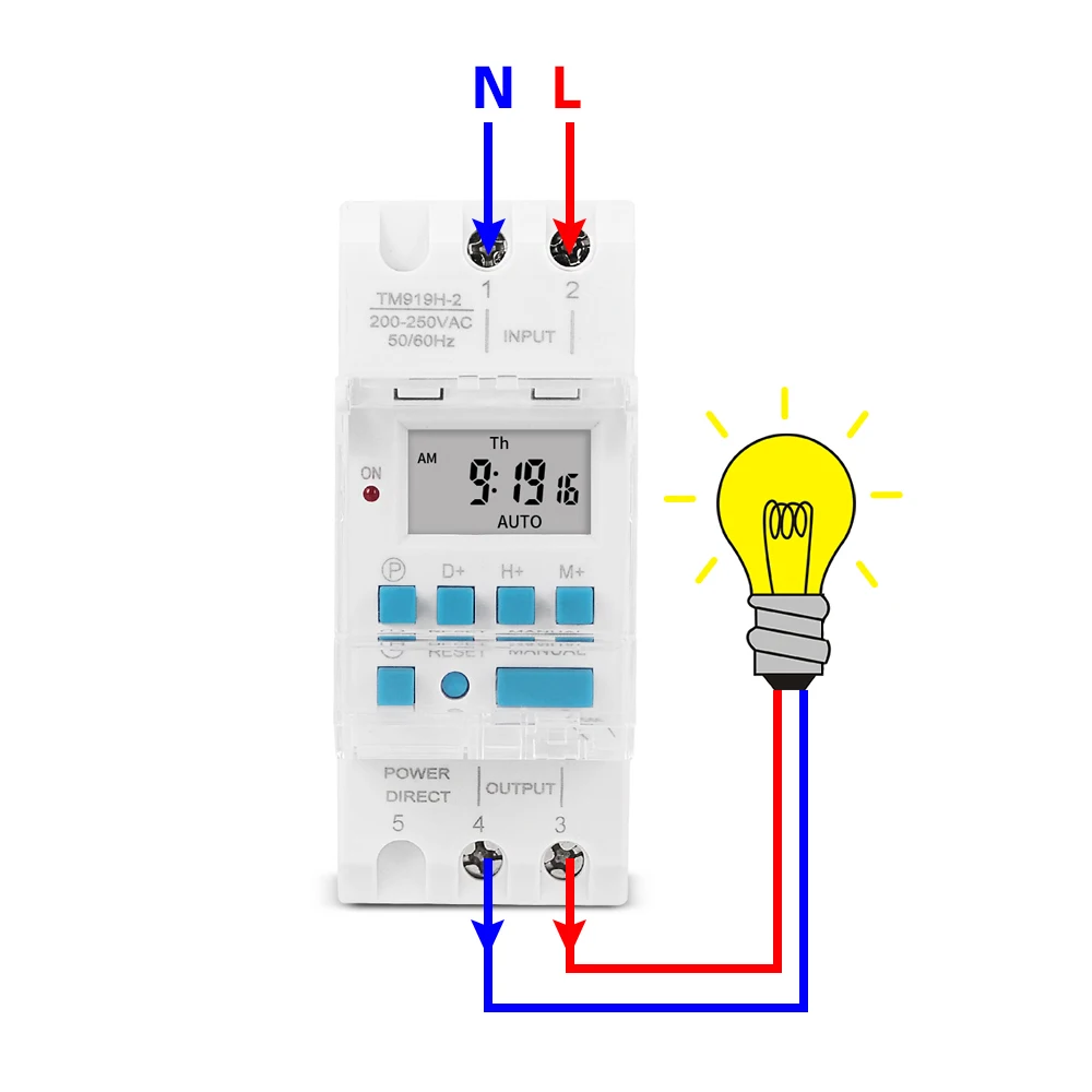 DIN Rail 4 Pins Voltage Output Digital Switch Timer 220V 110V 24V 12V 5V Electronic Time Clock Relay with Replaceable Battery