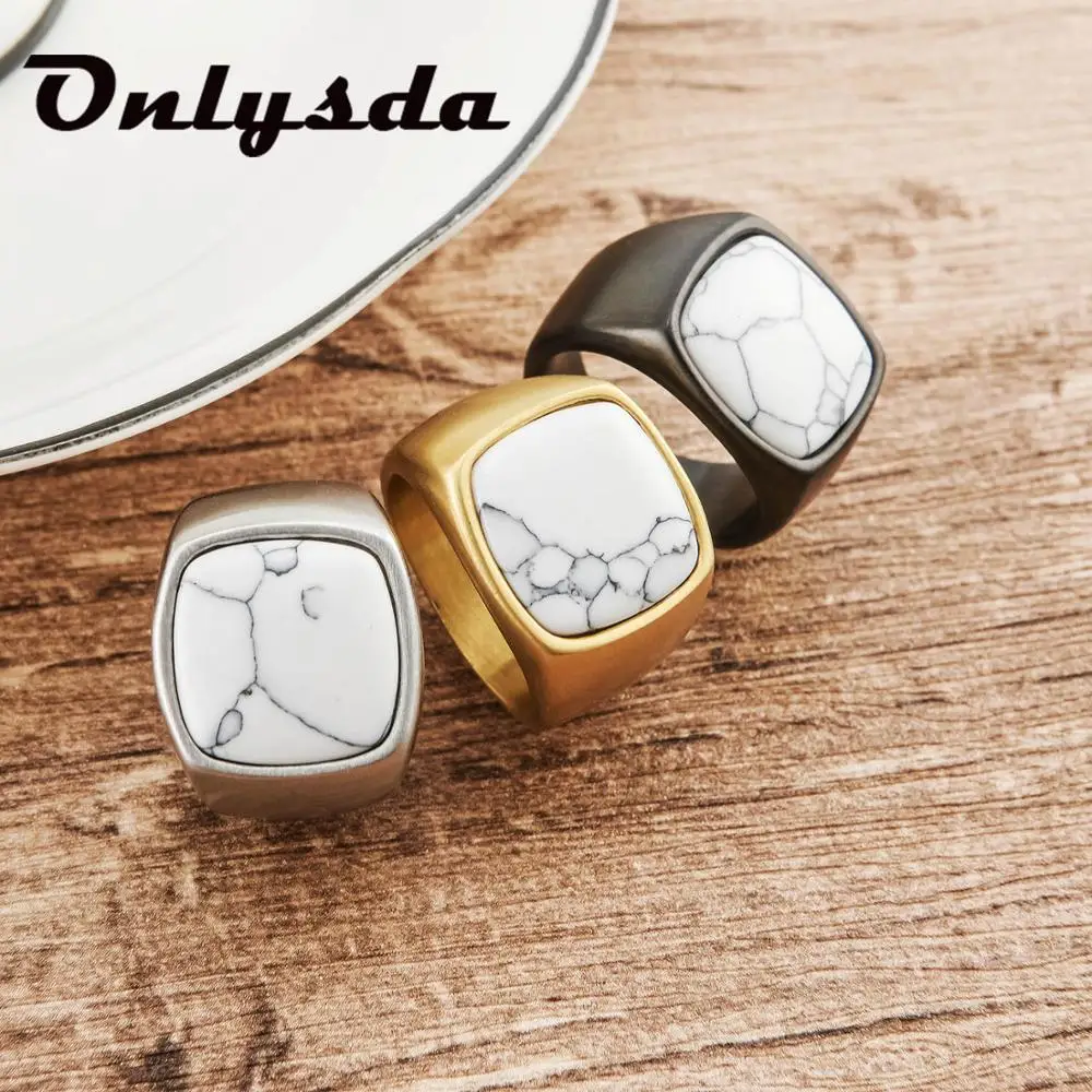 Onlysda Männer Vintage Ring Emaille Ringe Punk Klassische Schwarz Tropf Nachahmung Schwarz Gold Steine Männlichen Emaille Ring Hochzeit Geschenk OSR572