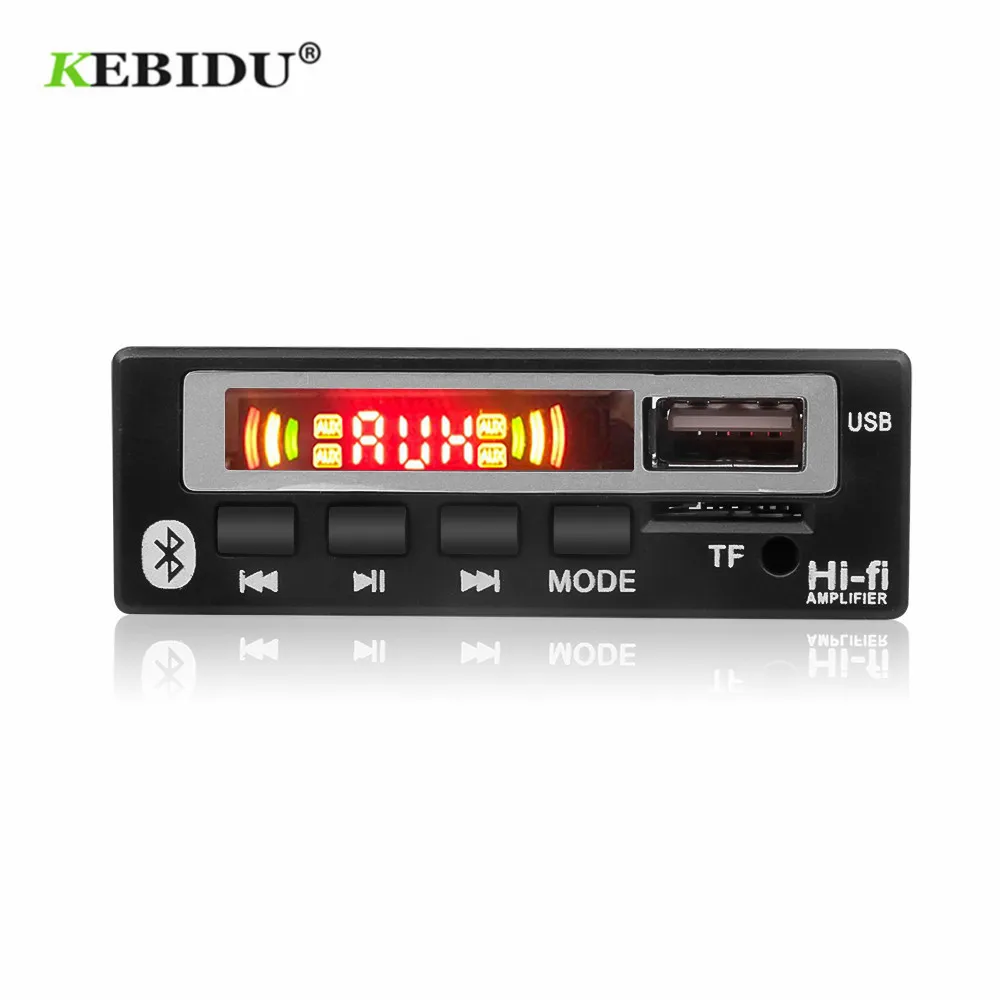 KEBIDU Bluetooth5.0 MP3 WMA WAV Decoder Board 5V 12V Wireless Audio Module Color Screen USB TF FM Radio For Car accessories