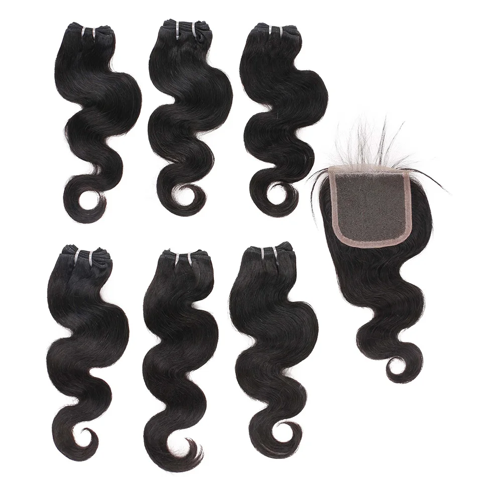 Brazilian Body Wave Bundles With Closure Natural Remy 50g 4 Bundles Body Wave Human Hair With Transparent Lace Closure