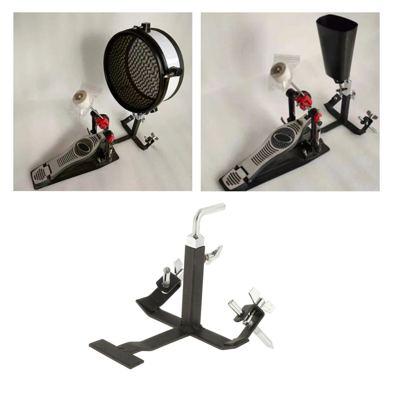 Cowbell Pedal Foot Bracket Percussion Cowbell Drum Cymbal Stand Pedal Cowbell Bracket for Concert Practice Room