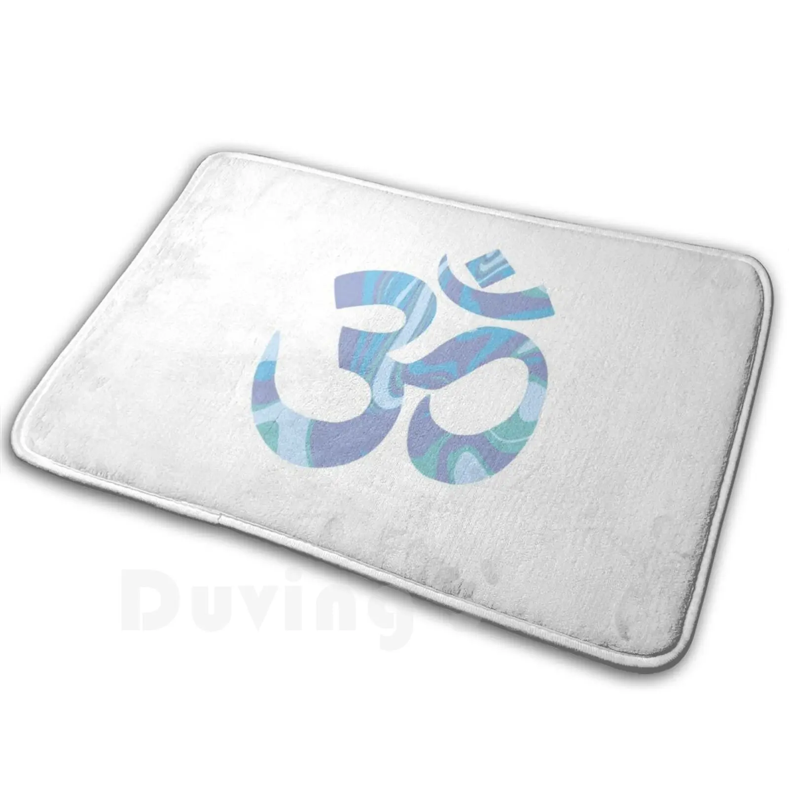 Blue Marbled Ohm Yoga Symbol Mat Rug Carpet Anti-Slip Floor Mats Bedroom Yoga Ohm Om Blue Blue Marble Yogi Hannahpark Hannah