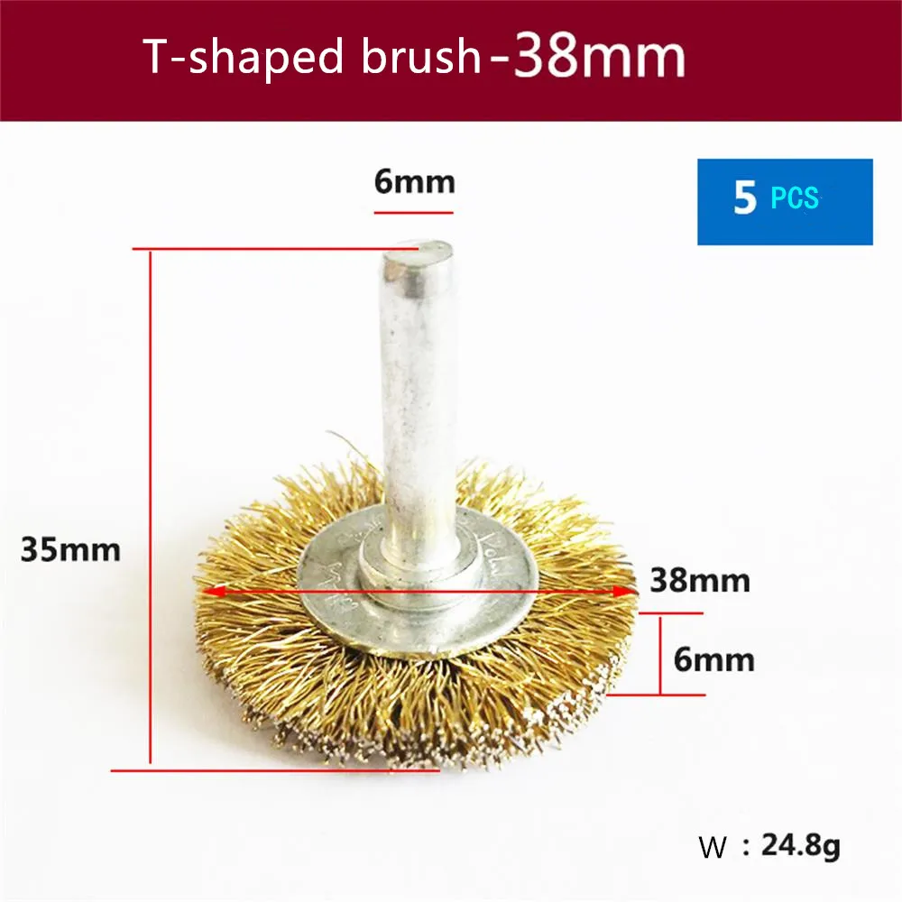 5pcs แปรงลวด 6MM เหมาะสำหรับบดและ Derusting ขัดไฟฟ้าเครื่องบดเครื่องบดมุม
