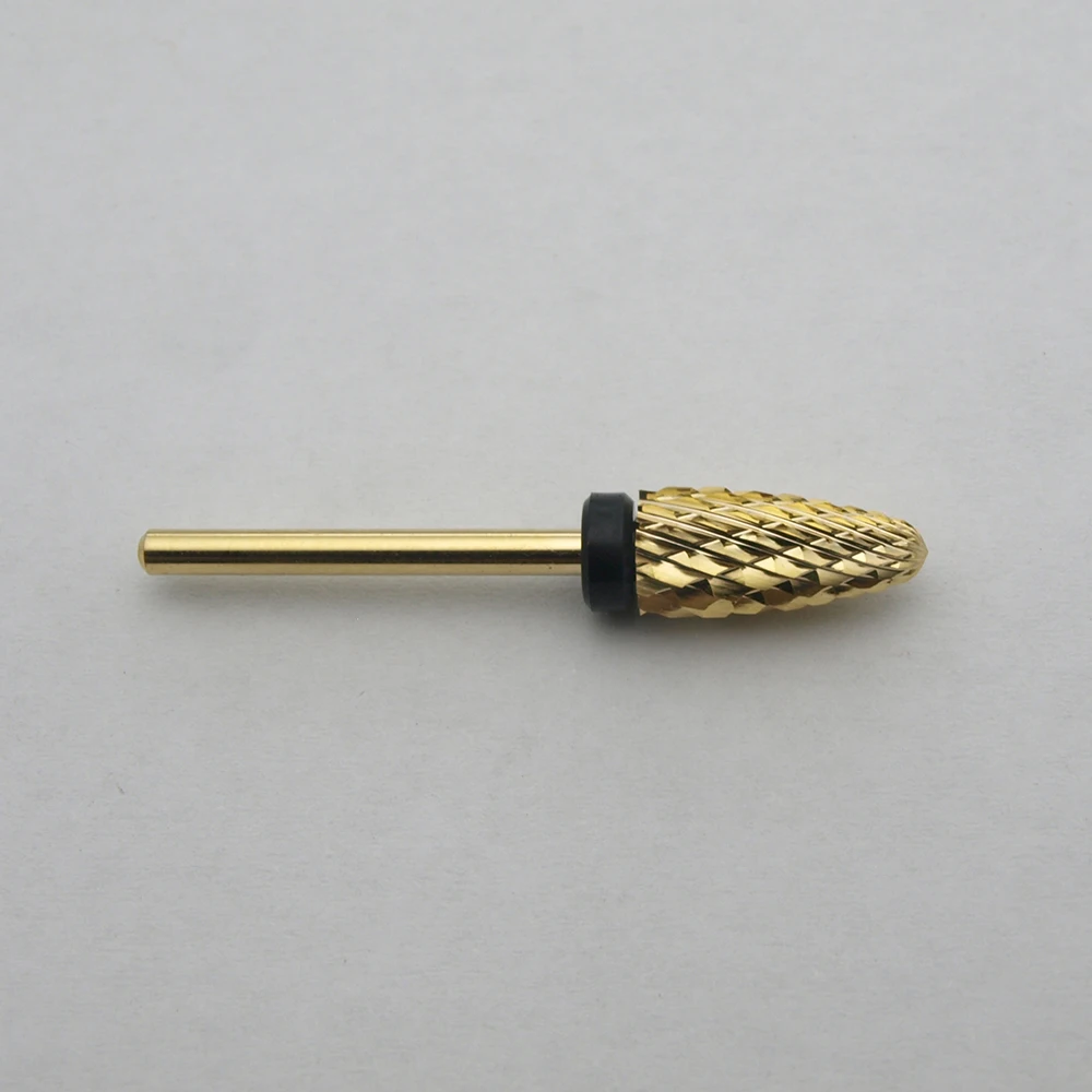 KIMAXCOLA 1 stücke Gold Beschichtet Sicherheit Cutter Hartmetall Nail art Bohrer Für Elektrische Maniküre Maschine Zubehör Werkzeuge – Detail 5