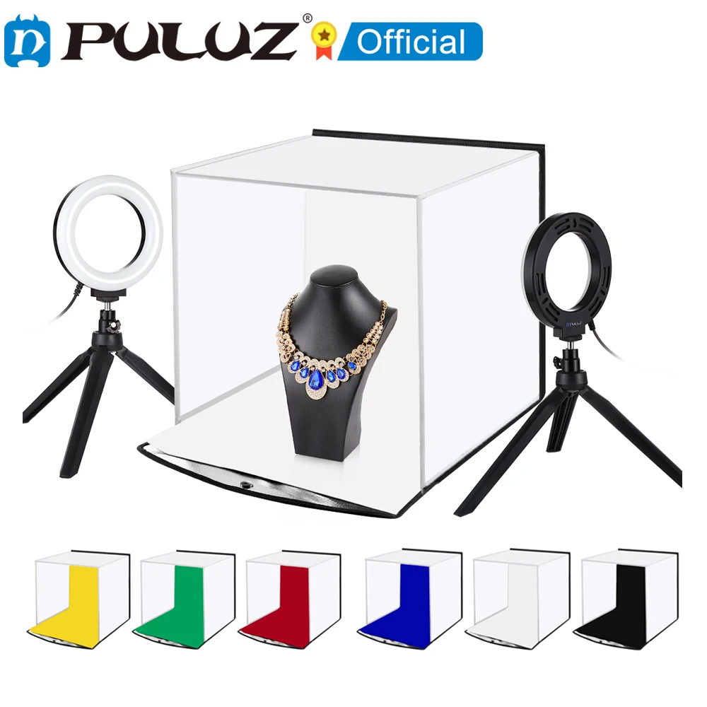 PULUZ 30cm Folding Portable Photo Soft Box Desktop Studio Shooting Tent Box Kits with 6 Color Backdrops Studio Light Box Softbox