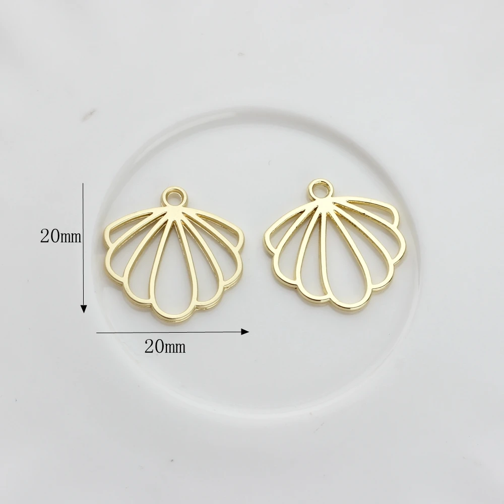 Zinc Alloy Pendant Hollow Out Cute Flat Scallop Charms 20mm 10pcs/lot For DIY Jewelry Earring Making Accessories