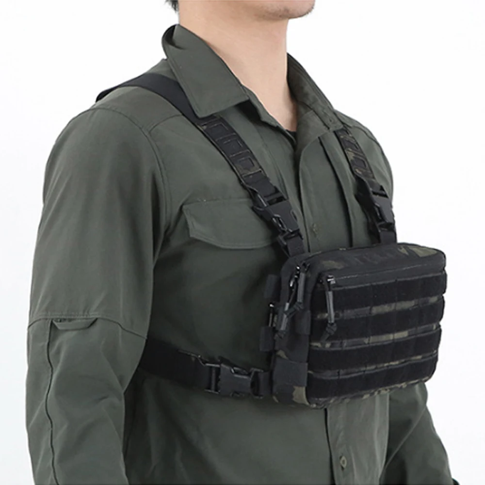 Chaleco deportivo al aire libre 1000D para hombre, bolsa CS Wargame, aparejo para el pecho, Airsoft, pistolera, sistema Molle, mochila de nailon EDC