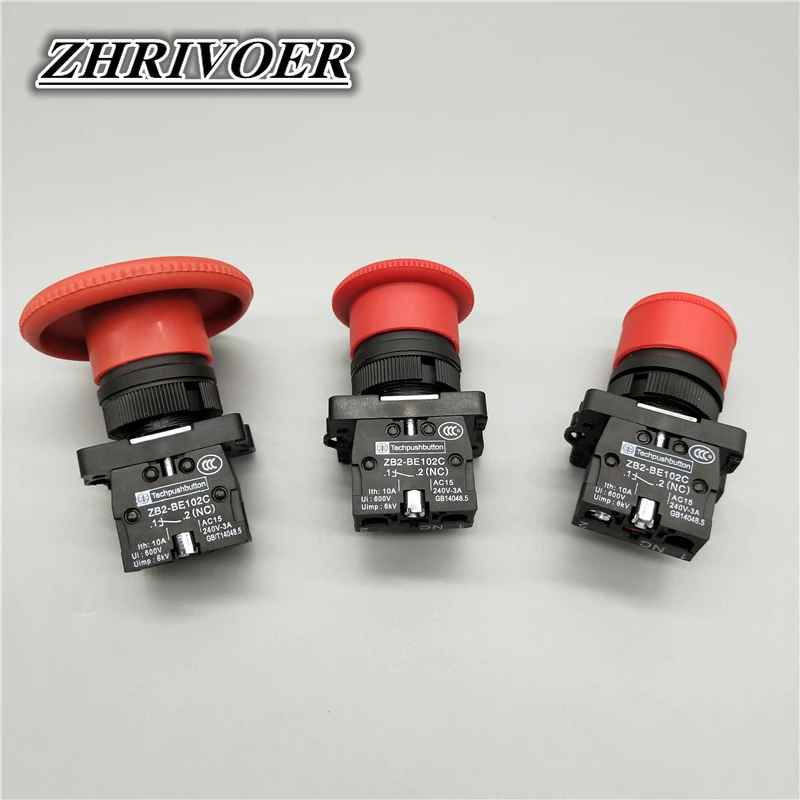 22mm XB2-ES542 XB2-ES442 XB2-ES642 NC 10A/415V Red Mushroom Emergency Stop Switch Push Button Switch