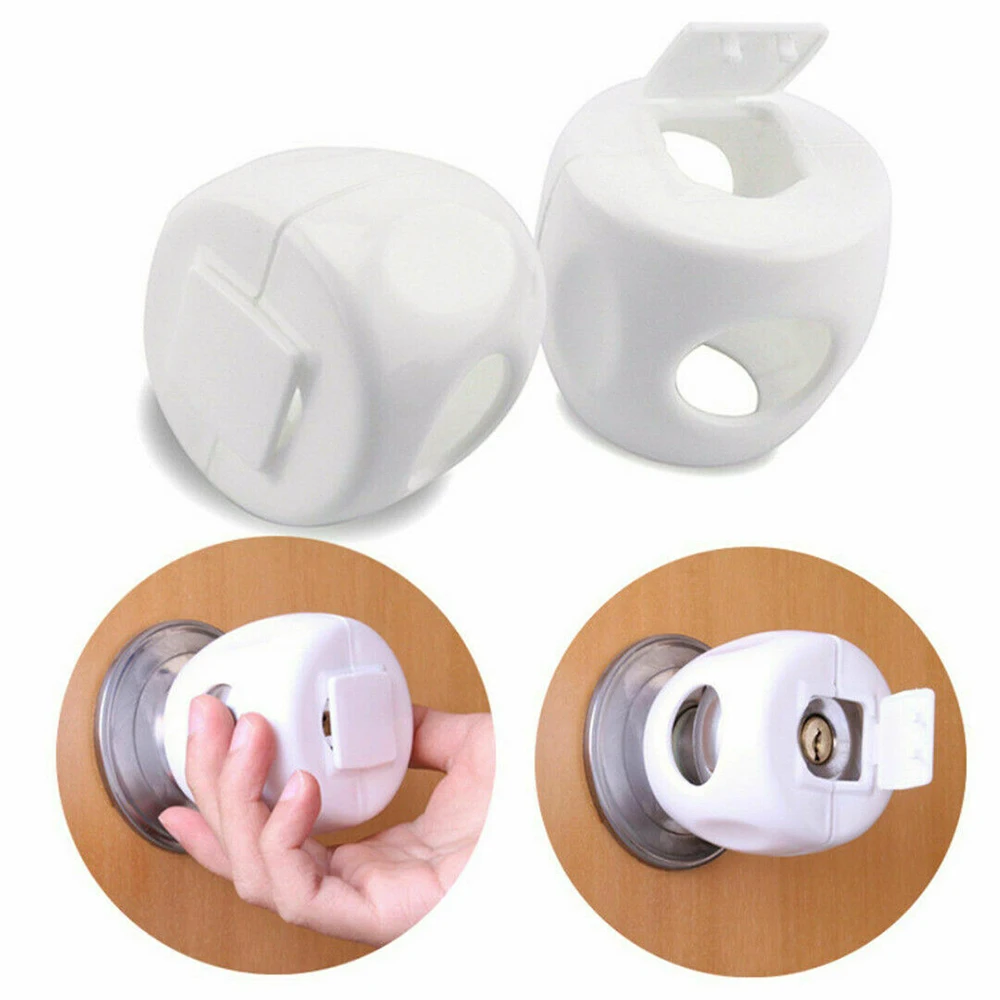 4Pcs Child Door Knob Safety Cover Children Doorknob Safe Lock Prevent Opening Door Baby Protector