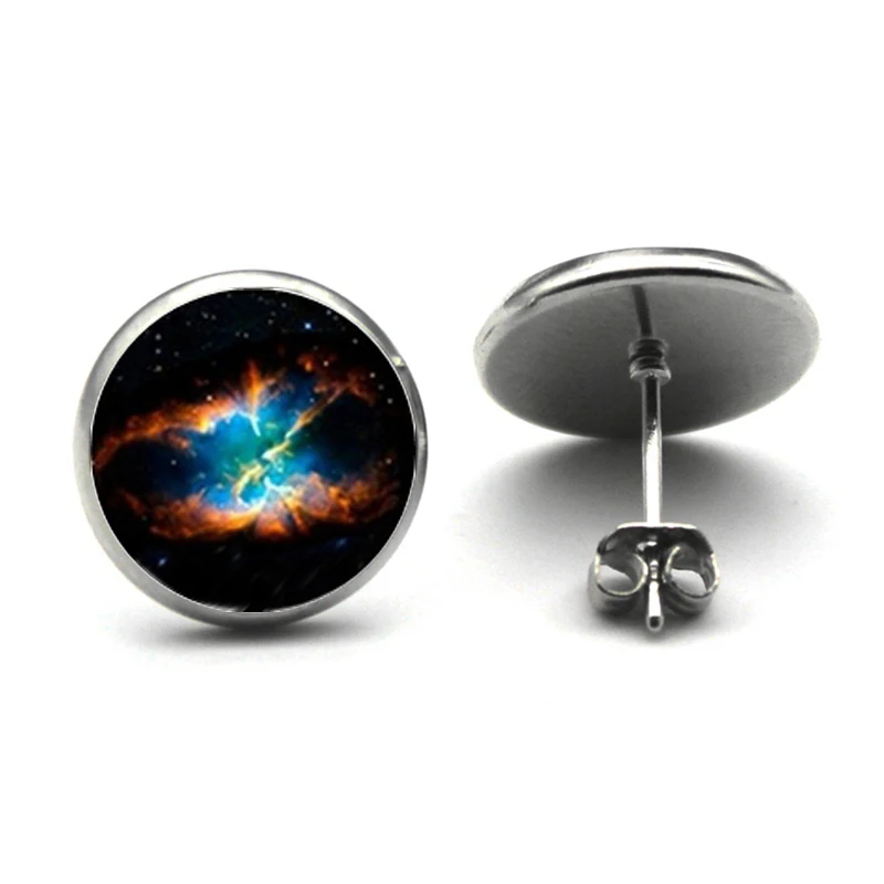 Fashion Galaxy Nebula Stud Earrings Outer Space Ear Studs Astronomy Jewelry Nebula Glass Dome universe Earrings For Women