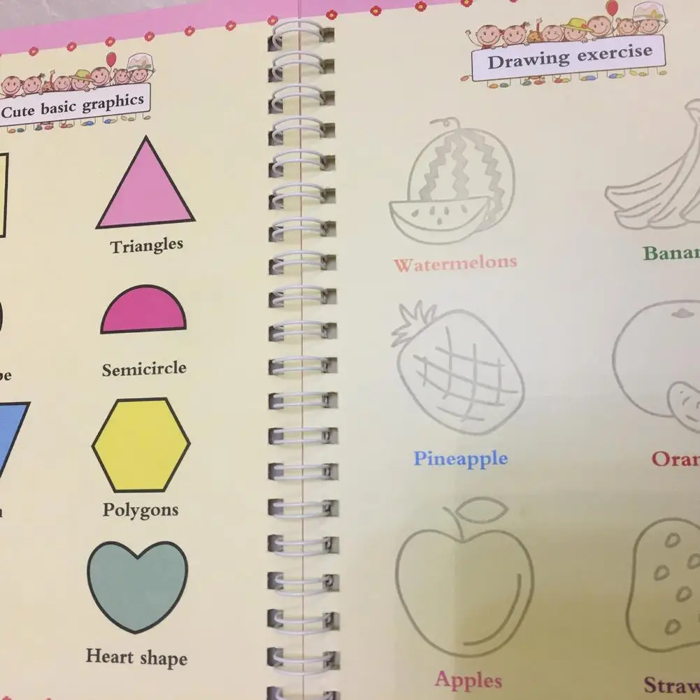 4 Books+Pen Set Magic Practice Book Free Wiping Children's Toy Writing Sticker English Copybook For Calligraphy Montessori Toys