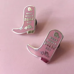 Cute High Heel Dolly Parton Hard Enamel Pins Pink Boots Gold Brooch Lapel Metal Fashion Ladies Badge Pin Backpack Jewelry Gifts