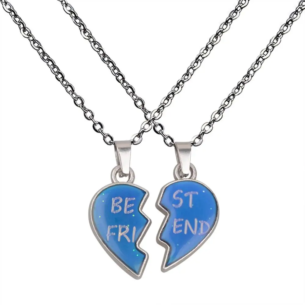 JUCHAO الساخن بيع موضة جديدة زوجين القلائد أجنحة الملاك الدافئة المزاج اللون تغيير قلادة أفضل صديق سلسلة الفولاذ المقاوم للصدأ