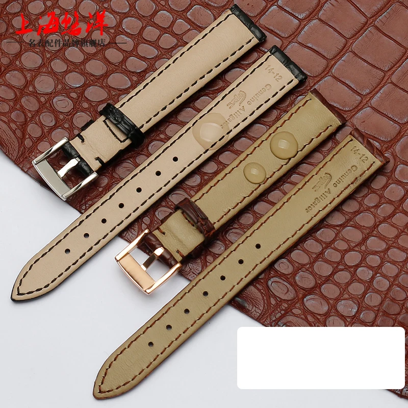 Alligator leather watchband small women\'s watch chain black brown 12mm 13mm  14mm 15mm 16 17mm for Armani F-iyta Wristband strap