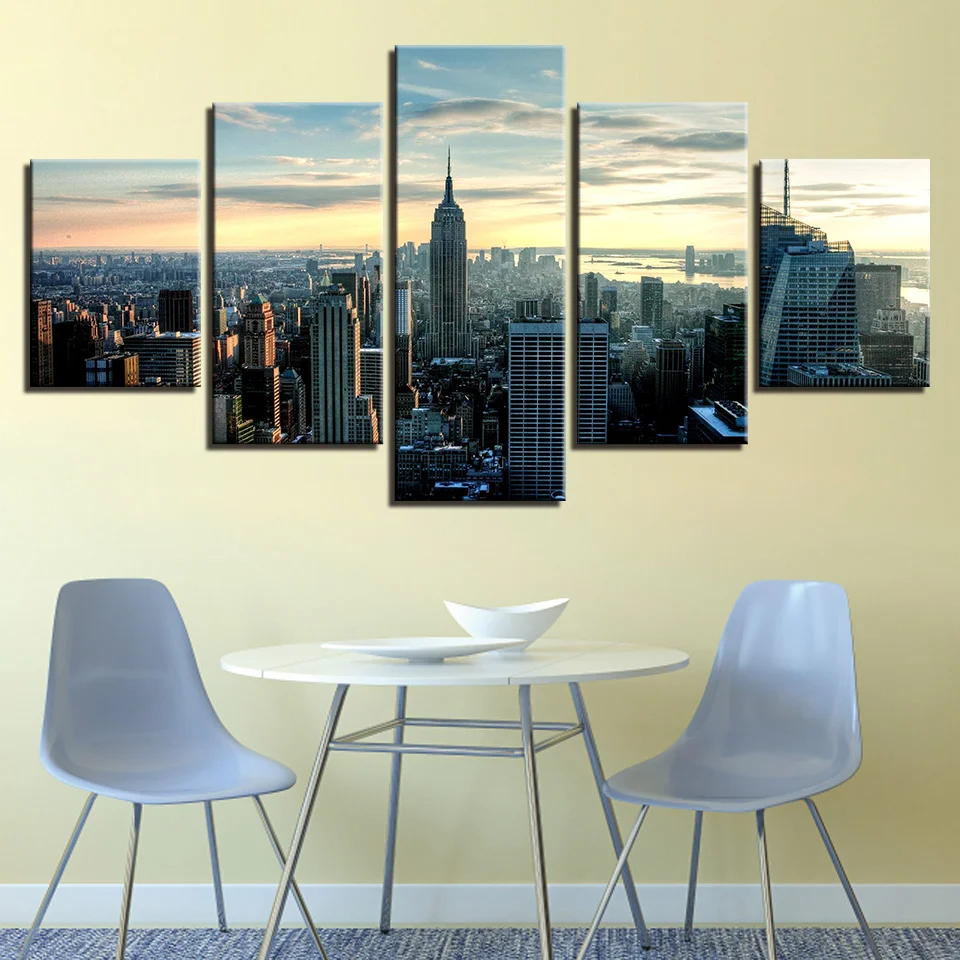 

Wall Art Canvas Paintings for Home Decor New York City Building Modular Pictures HD Prints, Poster for Living Room Framework