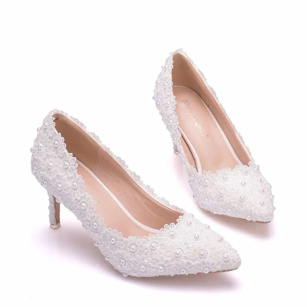 Classic Wedding Shoes Female White Drill Rhinestone Crystal Stiletto Pointed Red Bridal Shoes Fashion Sexy High Heels Bridesmaid