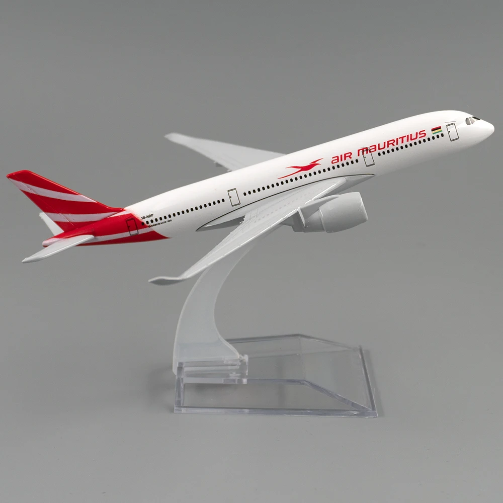 1/400 Airbus A350 Air Mauritius Miniature Aircraft Model 16cm Alloy Airplane Toy Children Kids Gift for Collection Decoration