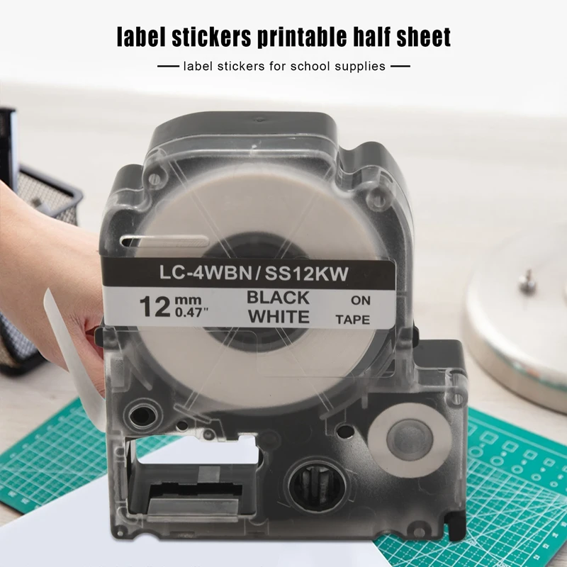 5 حزمة استبدال LK-4WBN LC-4WBN9(SS12KW) تسمية الأشرطة لإبسون LabelWorks LW300 LW400 LW500 LW700 أسود على أبيض 1/2 بوصة X 26.2