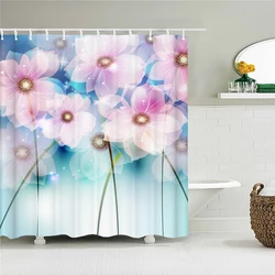 3d Printing Flowers Shower Curtains Bathroom Curtain Waterproof With Hooks Polyester Cloth 180x240cm Bath Home Decor Screen