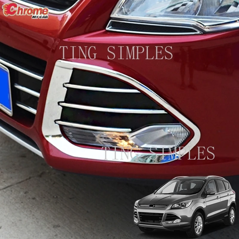 

For Ford Escape Kuga 2 2013 2014 2015 2016 Chrome Front Head Fog Light Foglight Lamp Cover Trim Bumper Molding Guard Decoration