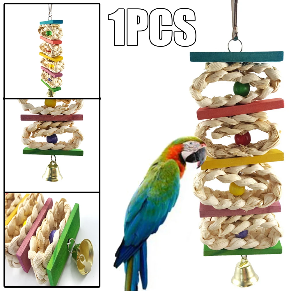 Pet Bird Parrot Chewing Hang Toys Wood Large Rope Cave Ladder Chew Toys