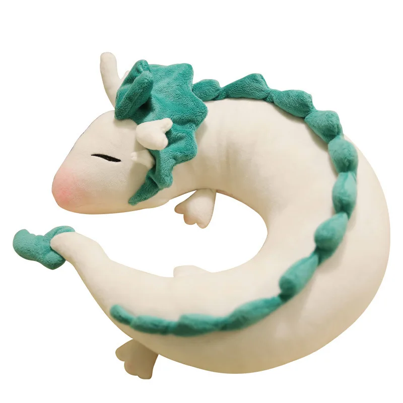 Plush toy cartoon anime ghibli miyazaki spirited away white dragon sleeping eye mask neck U style pillow cushion