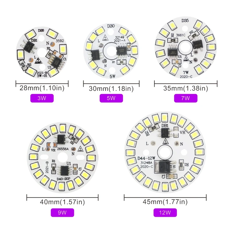 전구 LED 칩 조명 램프용 원형 라이트 비즈, 전구 칩 조명 램프, 3W 5W 7W 9W 12W 90 루멘, W 2835SMD, AC 220 V-240 V, 10 개/로트